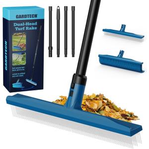 Gardtech 2-in-1 Artificial Turf Rake Brush Broom for Grass Blue
