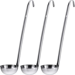 meekoo 3 Pieces Stainless Steel Ladle Soup Handle Ladle with Pouring Rim for Kitchen Cooking Soup Sauce(2 oz)