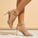 Womens Sandals Strappy Kitten Heels for Women Square Open Toe Strappy Heels Comfortable Heels for Party, Wedding and Daily Wearing, (Beige)