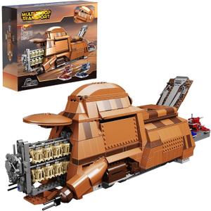 Battle Trade Federation Droid Ship Multi Troop Transport Building Kit, Battle Soldiers Troop Carrier with 2 Droidekas & 8 Machine GunBuilidng Toy for Kids Ages 12+(1286 Pieces)