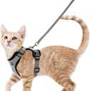 rabbitgoo Cat Harness and Leash for Walking, Escape Proof Soft Adjustable Vest Harnesses for Cats, Easy Control Breathable Reflective Strips Jacket, Grey, S