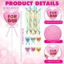 Bucherry 12 Pcs Conversation Hearts Decorations Valentine's Glitter Candy Heart Picks with Ribbon Heart Tree Pick for Home Romantic Farmhouse Decor Wedding Anniversary Birthday Party Supplies
