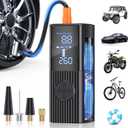 Tire Inflator Portable Air Compressor, 180PSI Cordless Air Pump with Digital Gauge, LED Light and Auto Shut-Off Function, 3X Faster Air Compressor for Car, Motorcycle, Bicycle, Ball