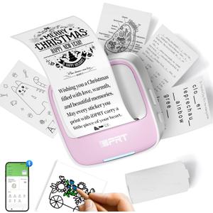 Mini Sticker Printer - S1 Portable Sticker Maker Machine with 1 Roll Sticker Paper, Bluetooth Print Pods Pocket Printer for Study Notes, Graphics, Students, Kids Gift, Free App, Pink
