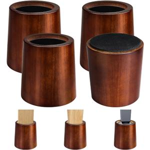 Furniture Raisers Bed Risers - 4 Inch Wooden Circle Heavy Duty Furniture Height Extenders Lifts for Sofa Couch Desk Chair Table Base Raising Space, Convenient Store and Cleaning, Pack of 4