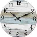 CHYLIN Wall Clock - 16 Inch Silent Non Ticking Coastal Wall Clocks Battery Operated, Wooden Rustic Farmhouse Clock Decorative for Living Room, Kitchen, Bathroom, Office (Blue)