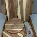 Hushee 4 Pcs Wood Round Cupcake Tower Stand with Serving Platters Trays Set, 4 Tier Wooden Cake Stand Tray with 1 Round Dinner Plate 2 Rectangular Plates for Dessert Snack Party(Brown)