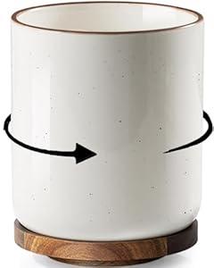 Getstar Large Rotating Utensil Holder for Kitchen Counter, 7.3"+5.4" Ceramic Utensils Crocks Set for Countertop Large & Small Utensil Organizer for Spatula Farmhouse Kitchen Decor