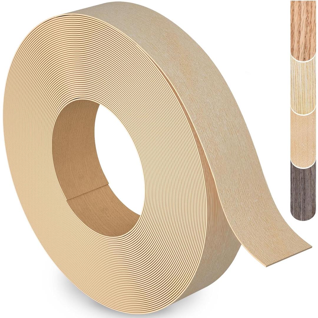 Birch Edge Banding, 3/4 inch x 500ft Roll of Veneer Real Wood Edge Banding Pre-glued Flexible Tape for Cabinet Repair