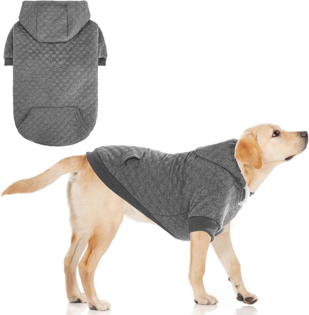 KOOLTAIL Dog Hoodie for Small Medium Large Dogs, Ultra-Warm & Soft Winter Fall Fleece Dog Hooded Sweatshirt Clothes Sweater, Lightweight Pullover Coat for Boy Girl Bulldog Pitbull Puppy Cats,Gray M-L