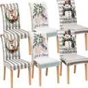 6 Pcs Christmas Snowman Chair Covers Winter Vintage Dining Chair Slipcovers Christmas Seat Covers Winter Elk Gloves Stretch Removable Washable Dining Protector for Party Wedding Kitchen