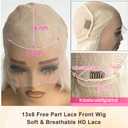 32 Inch Long Platinum Blonde Lace Front Wig Human Hair 13x6 HD Transparent Lace Frontal White Blonde Brazilian Real Remy Hair Wear and Go Glueless Wigs for Women Pre Plucked Tiny Knots 180% Density