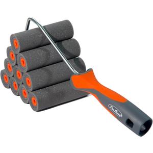 11 Pack 4" High Density Foam Paint Roller Kit, Special Caved-in Foam Roller for Smooth & Precision Finish, Small Black Foam Mini Rollers for Painting Walls, Cabinets, Doors, Furniture, Trim