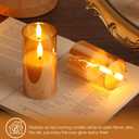 Gold Glass Flameless Candles with Remote Batteries, Flickering Slim LED Pillar Candles Home Table Decor Set of 5