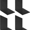 Black Acrylic Book Ends for Shelves/Desk, 2 Pairs Non-Skid Bookends, Heavy Duty Book Holders, Office Home Book Stopper for Book, Video Games, CDs