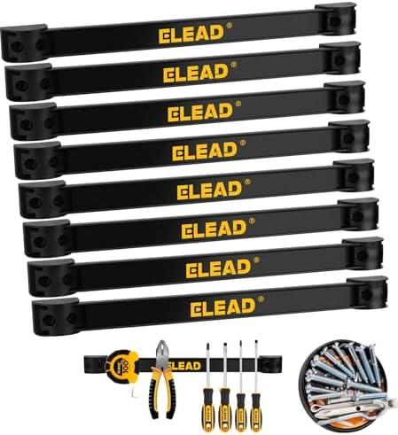 ELEAD 9-Piece 12" Magnetic Tool Holder Storage Organizer - Wall Mount Rack Garage Organization Power Magnet Hanger Workbench Board Slatwall Van Organizers Mounted Hanging Strip