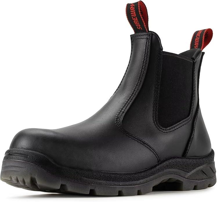 SUREWAY Men's Slip On Work Boots for Men,Upgraded Slip/Water Resistant,Electric Hazard,Fire Station Mechanic Work Boots/Shoes, Size 7.5