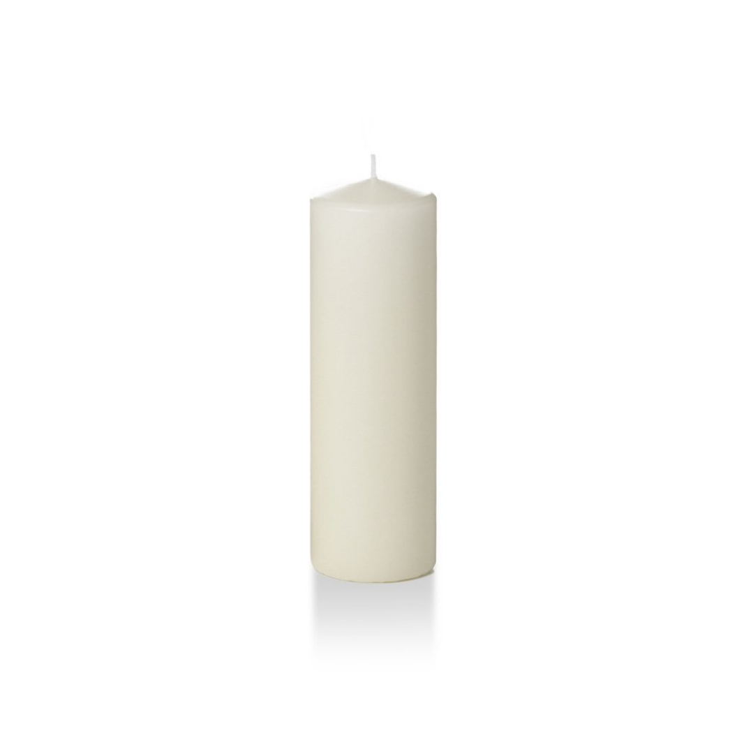 6 Ivory Slim Round Pillar Candles and 3 Small Slim Round Pillar Candles