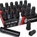 Sposuit M12x1.5 Spline Lug Nuts - Replacement for 2008-2024 Dodge Journey, 1994-2014 Avenger, 1987-2020 Grand Caravan, 1991-2007 Caravan - Closed End Black Lug Nut with Socket(20 Pcs)