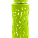 Top&Top 25oz Glass Water Bottles with Straw Cap Wide Mouth Sports Water Bottles with Protective Silicone Sleeve + 2 Reusable Different Leak-Proof Lids (BPA Free) for Fitness and Outdoor (Yellow)