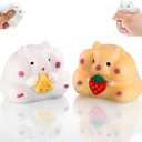 2PCS Hamster Squishy,Handmade Hamster Squeeze Toys,Ultra-Soft Realistic Pet Squeeze,Stress Relief Fidget Sensory Toys,Squishy Hamster for Children, Teens, and Adults