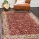 SUPERIOR Boho Floral Medallion Washable Rug, Non-Skid Backing, Pet & Kid Friendly, Easy Care, Non-Slip Rugs for Living Room, Dining, Bedroom, Low Pile Area Rug, Toucan Collection, 10' x 14', Beige