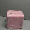 CUTIEWORLD Mini Fridge for Bedroom, 4L Beverage Cooler, Leather Pink