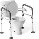 Loyoda Toilet Safety Rails,Height-Adjustable Toilet Frame Width-Adjustable Toilet Handles Foldable Toilet Rail Provides Support for Seniors ， Pregnant ，Disabled （Gray）