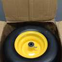 2PCS 13x6.50-6 Flat Free Tire and Wheel with 1/2" & 3/4" & 5/8" Precision Bearings and 4"-7.4" Centered Hub, Front Zero-Turn Smooth Tire Replacement for Riding Lawn Mowers Garden Tractor-Yellow