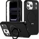 Compatible with iPhone 17 Pro Case 6.3''with Magnetic Ring Stand [Military Drop Protection][Compatible with Mag-Safe] Shockproof 17 Pro Phone Case for Men Wowen,Black