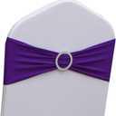 Spandex Purple Chair Sashes 50 Pack, Chair Bands with Buckle Slider for Wedding Party Folding Chairs Decor