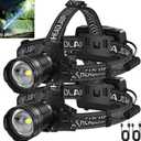 Rechargeable Headlamp, 990,000 Lumens LED Head Lamp with 3 Light Modes, USB Rechargeable, 90Adjustable, Waterproof, Super Bright Headlamps for Adults Camping Running Biking (ATTERY Included)