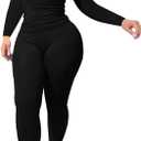 Nimsruc Two Piece Outfits For Women Casual Jogging Suits (Large, Black)