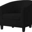 2 Piece Tub Chair Covers with Cushion Cover, Stretch Jacquard Furniture Cover,Armchair Protector Slipcover Removable Machine Washable (Black)