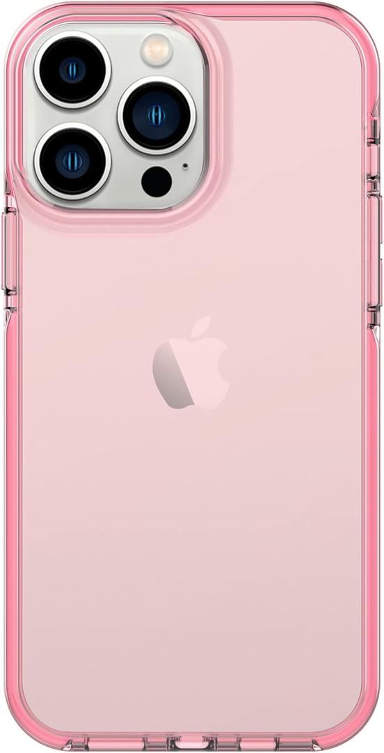 ArtsEvo Shockproof Clear Design for iPhone 13 Pro Max Case, Certified 6.6ft Drop Protection, Raised Edges Protect Camera and Screen, Pink