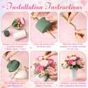 Domensi 6 Sets Wedding Floral Centerpiece for Table Decor, Artificial Peonies Silk Flowers Bouquet with Flower Foam and Metal Vase Faux Floral Arrangement for Bridal Shower Tea Party (Rose and Pink)