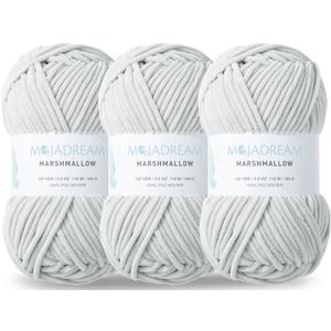3PCS 3.5oz Chenille Yarn for Blankets Amigurumi: Soft Velvet Baby Yarn Blanket Knitting and Crocheting Bulky 5# Yarn 3 Skeins of 100g (Light Grey)