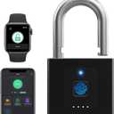 Gate Padlock Combination Padlock eLinkSmart Fingerprint Locker Lock Phone App Keyless Padlock Outdoor Waterproof Heavy Duty 1CM Shackle with 2600 Pounds Tensile Strength