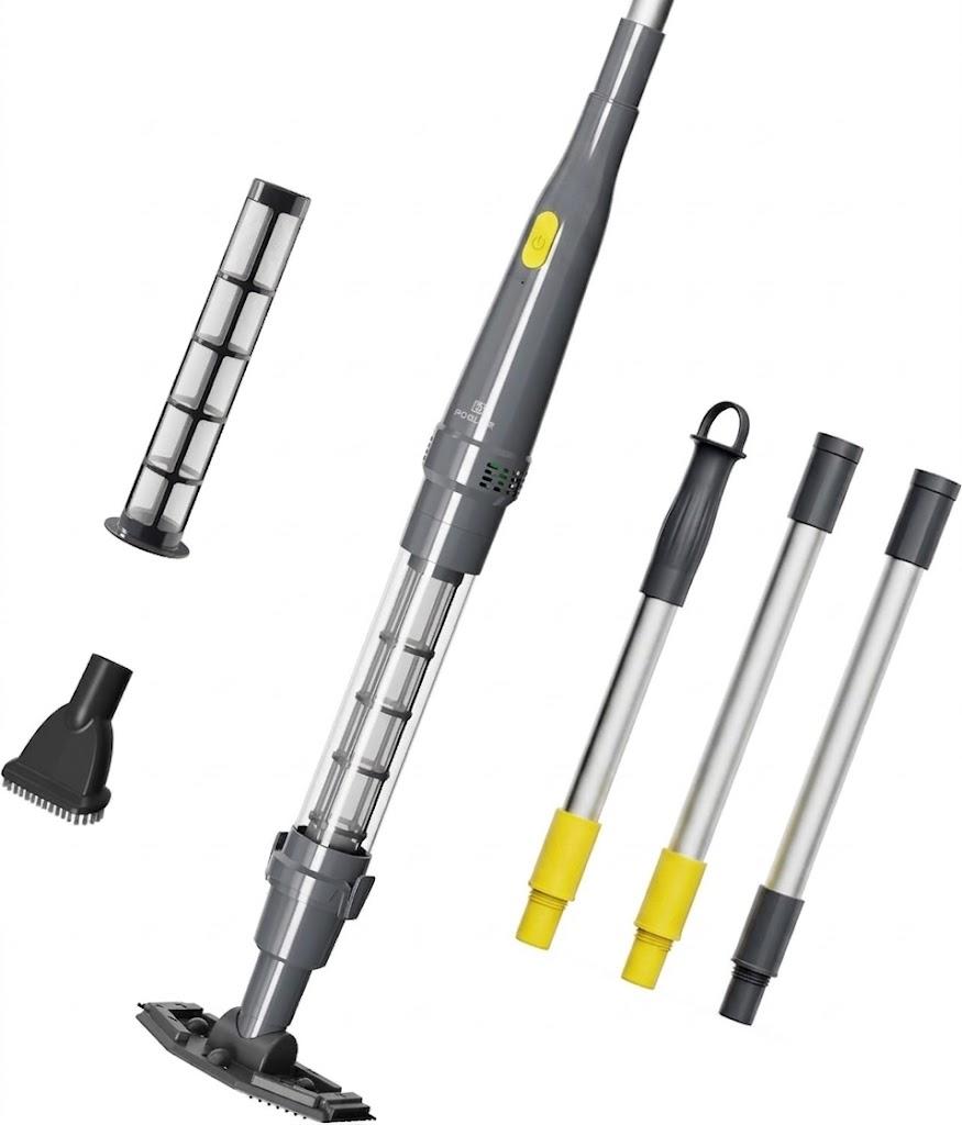 Handheld Spa Hot Tub Vacuum- Cordless Small Above Ground Pool Cleaner with 2 Brush Heads, 90 Mins Running Time, 12 Gallons/Min Powerful Suction, Ideal for Cleaning Debris and Sand Underwater, Black