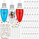 Aweyka 42 Pcs Christmas Fillable Clear Bulbs Ornaments Christmas Booze Balls Plastic Hanging Light Bulb Ornaments with Screw Off Cap and Stickers for DIY Crafts Candy Home Xmas Tree Party Decoration