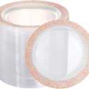 I00000 102 Pieces Rose Gold Plastic Lunch Plates, 10 Clear Disposable Dinner Plates with Rose Gold Lace Rim, Ideal for Big Parties or Wedding for Wedding & Party