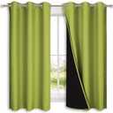 NICETOWN 100% Blackout Short Curtains with Black Liners, 2 Panels, 37" W by 40" L, Fresh Green, Solid Thermal Insulated Full Blackout 2-Layer Lined Drapes, Energy Efficiency Window Drapes for Bedroom