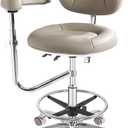 Ergonomic Dental Saddle Stool - Adjustable Rolling Dentist Chair with Back Support for Hygienists, Assistants - Medical Office & Salon Use -Grey
