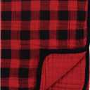 Hudson Baby Unisex Baby Muslin Tranquility Quilt Blanket, Buffalo Plaid, One Size