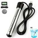 Immersion Water Heater Portable 2000W, with Stainless Steel Guard & Digital Thermometer,Fast Submersible Electric Heater for Small Pool, Bathtub, Camping & Outdoor Use