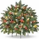 Prelit Small Christmas Tree 20" with 50 Warm LED Timer Lights, Battery Operated Xmas Tree with Red Berries & Pinecones, Frosted Urn Filler, Outdoor for Porch and Pathway,1 Pack (Snow Berry Tree)