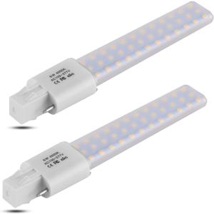 GX23 LED Light Bulb 6W Plug and Play Equivalent 13W CFL LED Stick PL Bulb GX23-2 Pin Base,360 Beam Angle,Pure White 4000K,Driven by 100-277V and CFL Ballast 2 Pack (Pure White, GX23 6W)