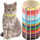Weewooday 16 Pieces PU Puppy Cat Collar Leather Adjustable Kitten Big Cat Collar Small Pet Collars Colorful Safety Puppy Identification Collar for Small Dogs Cats, 16 Colors and 6-9 Inch