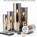 Eywamage 5 Pack Grey Glass Flameless Candles with Remote, Flickering Slim Tall LED Pillar Votive Candles Battery Included