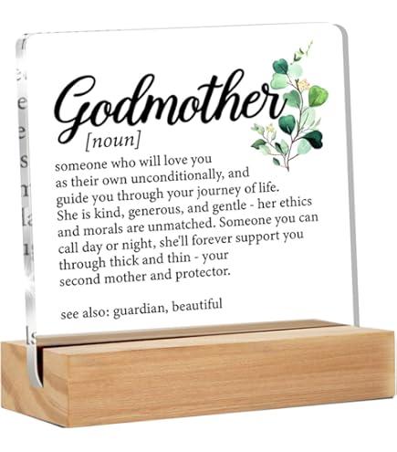 Godmother Gift - Godmother Gifts From Goddaughter Godson - Thank You Gifts for Godmother Clear Desk Sign Decor Home Bedroom Desk Decor 
